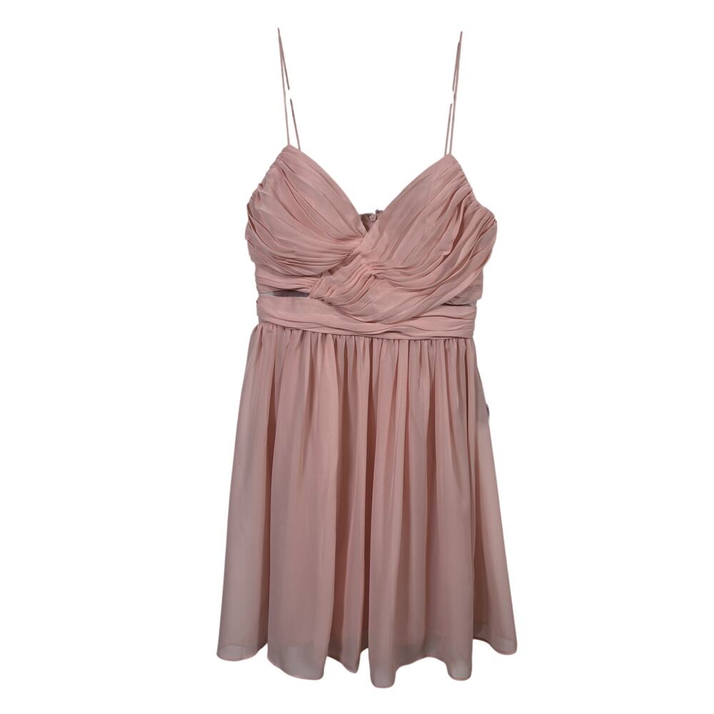 Adrianna Papell Hailey Logan Dress Size 11/12 Pink Cutout Chiffon Mini Cocktail